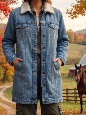 BHJ S. California Long Sherpa Fleece Lined Denim Jacket